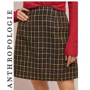 Anthropologie HUTCH High Waist Rainbow Windowpane Classic Tweed  Mini Skirt Sz M